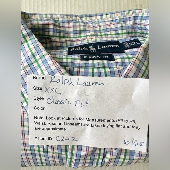 Ralph Lauren Shirt Mens XL‎ Blue Pink Plaid Short Sleeve Green Pony - Picture 8 of 8